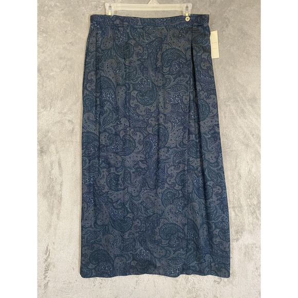 Emma & James Skirt Womens 14 Blue Paisley Maxi Pleated Vent Classic Career Event - Picture 1 of 9